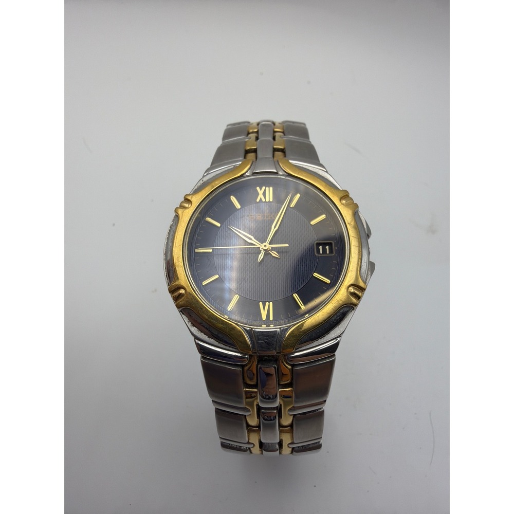 Seiko 7N42-6C10 Two Tone Stainless Steel Blue Dial Quartz Men's Watch - Repair
